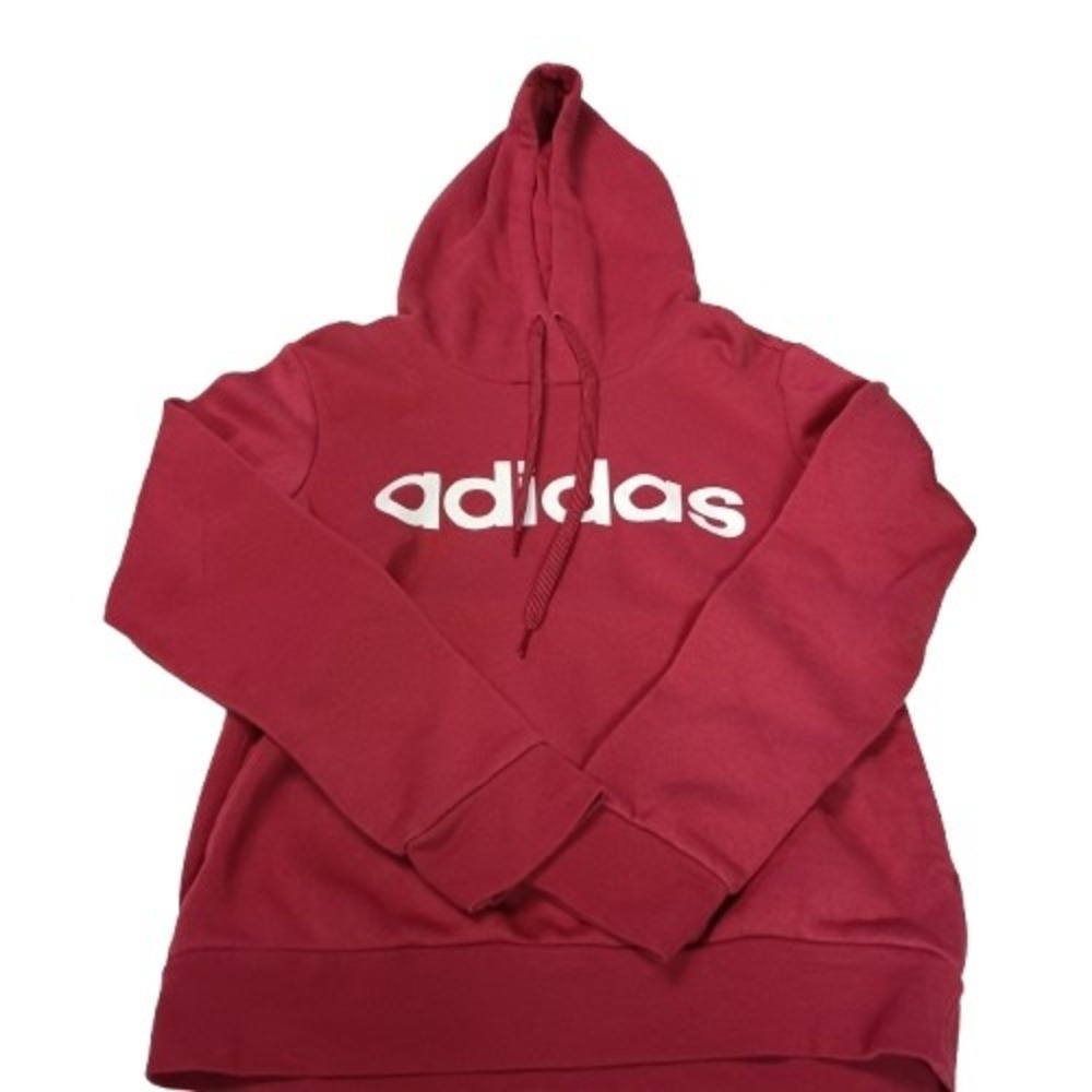 Adidas Women Burgundy Classic Logo Hoodie Pullover Sweatshirt‎ XS